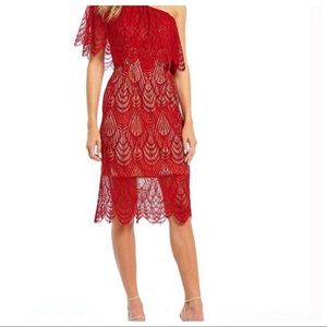 Dress The Population Lace One-Shoulder Dress